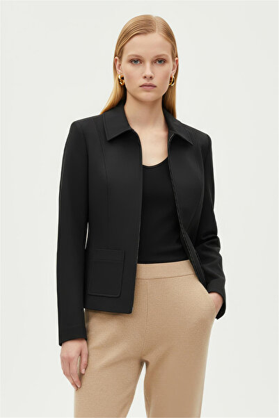 Perspective Black Modern Form Short Jacket