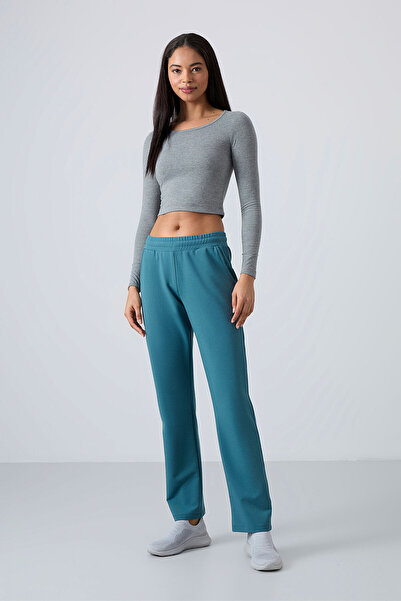 TOMMY LIFE Σμαραγδί ψηλόμεση τσέπη, άνετη γραμμή, κλασικό πόδι, γυναικείο παν...