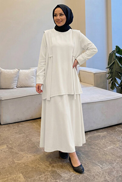 Suede Style 5973 - Set de fustă și tunică pentru femei, din țesătură modal mo...