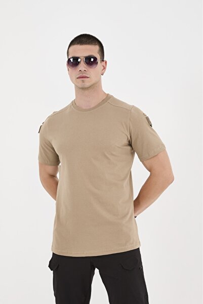 YENİLER Dar Kesim Pençli Cep Detaylı Erkek Taktikal Tişört - T-Shirt