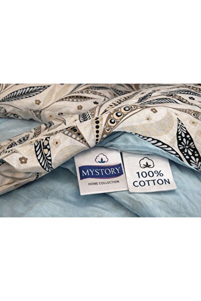 MyStory Home %100 Pamuk Çift Kişilik Nevresim Takımı Velora Mavi