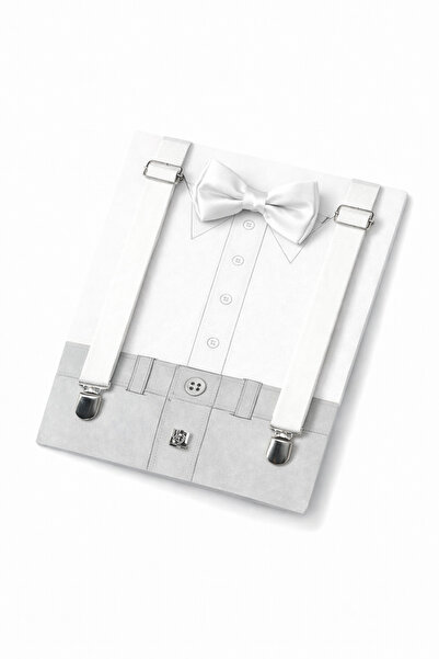 HER ŞEY NOTA www.herseynota.com Λευκό παπιγιόν και σετ με τιράντες για αγόρια...