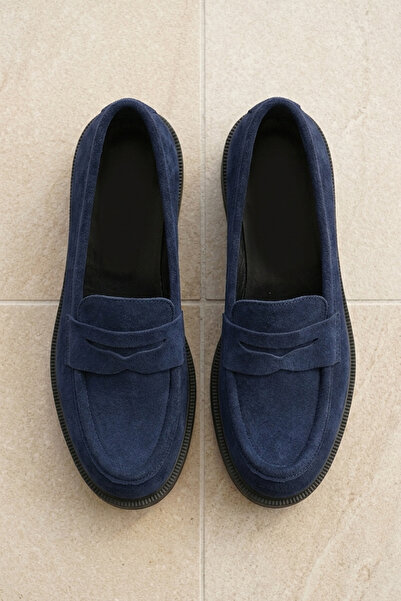 GRADA Γυναικεία παπούτσια Loafer από γνήσιο δέρμα Navy Blue Suede Γυναικεία π...