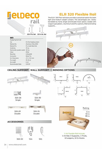 METAL DESTEKLİ ESNEK RAY SİSTEMİ 10 METRE