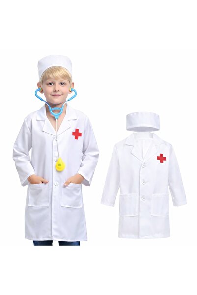 Printisor Costum Doctor Copii, Marimea XS (100 cm), Set 3 Piese cu Halat, Bon...