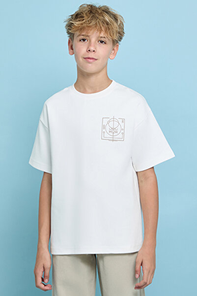 R&B Printed T-Shirt with Crew Neck and Short Sleeves