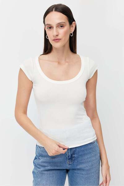 PAULMARK Γυναικεία μπλούζα με βαθύ στρογγυλό λαιμό