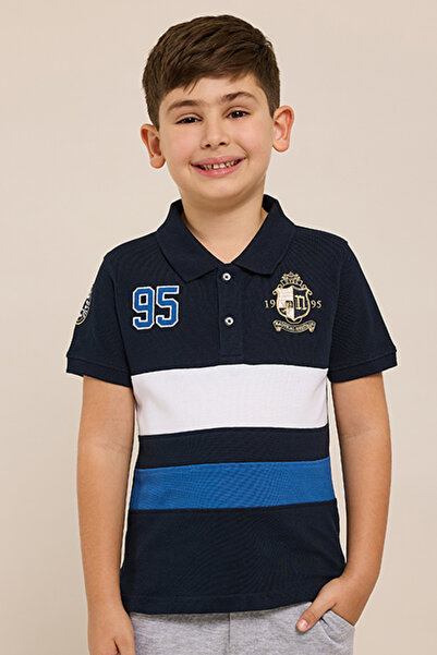 R&B Color Block Polo T-Shirt with Short Sleeves