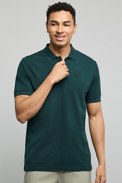 R&B Solid Polo T-Shirt with Short Sleeves