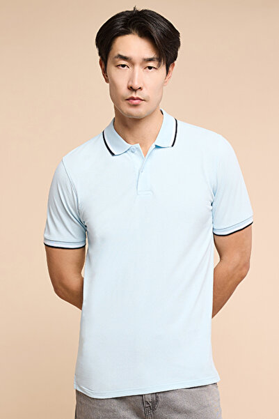 R&B Contrast Trim Polo T-Shirt with Shirt Sleeves