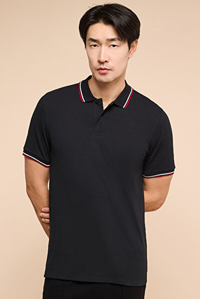 R&B Contrast Trim Polo T-Shirt with Shirt Sleeves