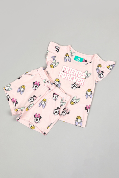 R&B Mickey & Friends Print T-Shirt and Shorts Set