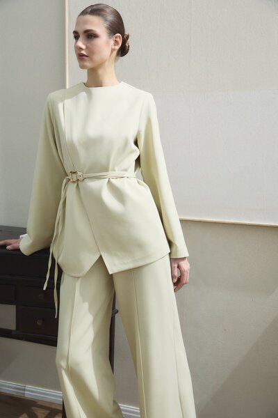 ESLİN COLLECTİON Çift Ön Detaylı Pantolon Takım