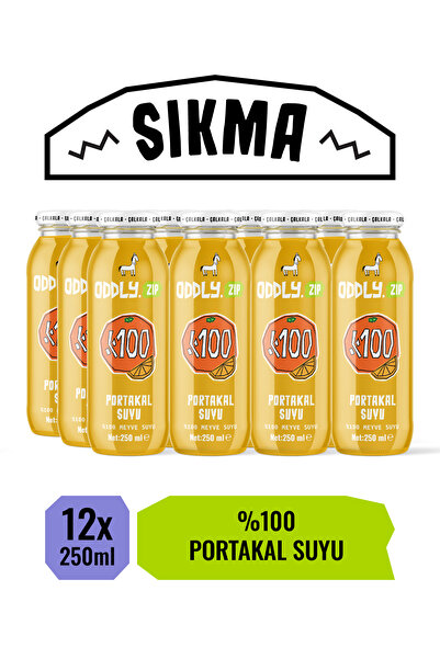 ODDLY ZIP %100 Portakal Suyu 12x1 250 ml lave Şeker İçermez --