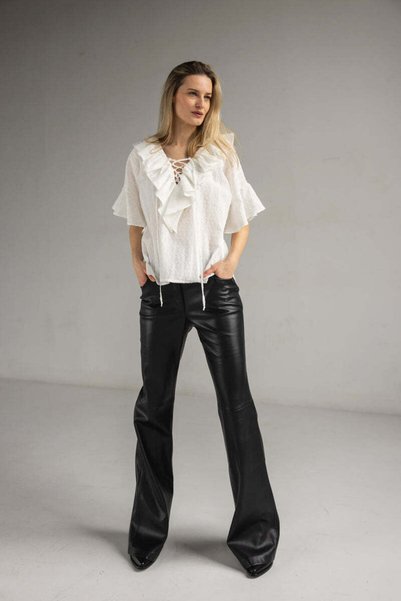 Naiv Clothing Bluză cu mânecă scurtă și volane