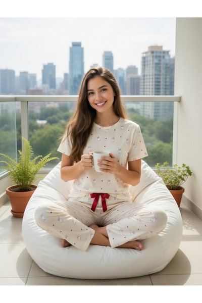 MEBA Γυναικεία κοντομάνικη φόρμα Milan άνετη υφασμάτινη καλοκαιρινή πιτζάμα μ...