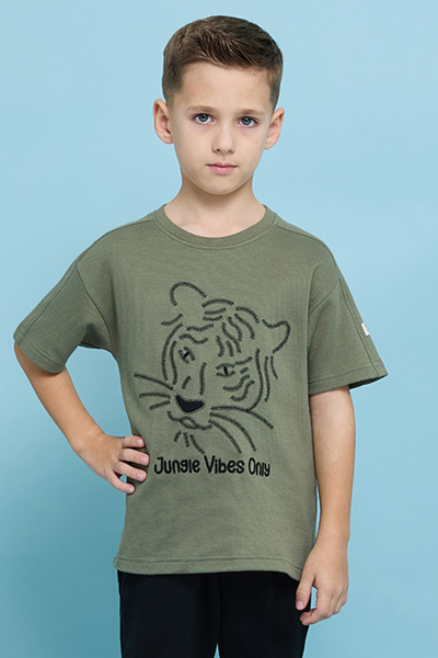 R&B Printed T-Shirt with Crew Neck and Short Sleeves