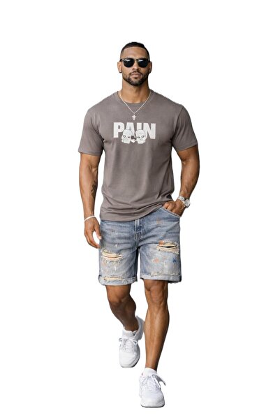 Casa Shop Tricou bărbătesc gri, croială regulară, PAIN, Casa Shop, mărimea M