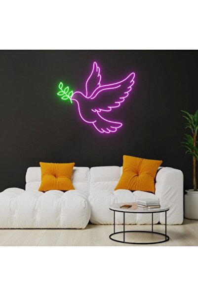 Slasa Flying Dove Neon Sign 45x47 cm Purple LED Light with 6 mm Acrylic Base ...
