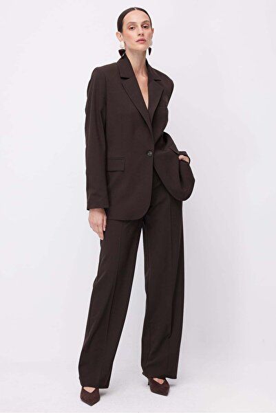 PAULMARK Γυναικείο υφασμάτινο παντελόνι με φαρδύ πόδι