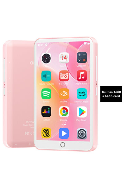Choice5 مشغل MP3 سعة 16 جيجابايت/80 جيجابايت باللون الوردي، يعمل بنظام أندروي...