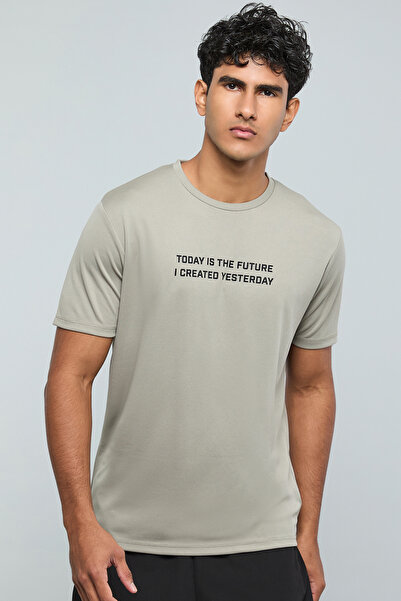 R&B Typography Print Active T-Shirt with Crew Neck and Short Sleeves