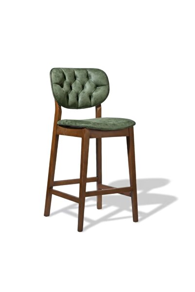 Gazzini Furniture Olivya Kapitoneli Ahşap Bar Sandalyesi