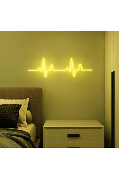 Slasa Heartbeat Line Neon Sign 20x40 cm Blue LED Light with 6 mm Acrylic Base