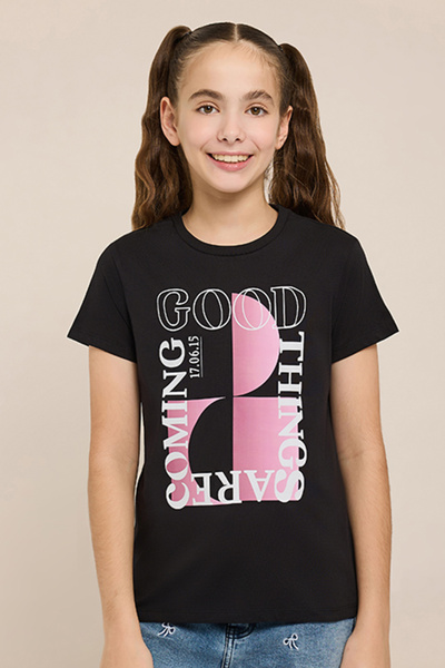 R&B Printed T-Shirt with Crew Neck and Short Sleeves
