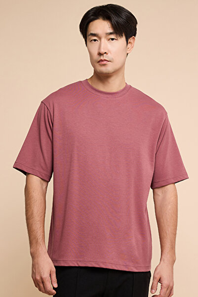R&B Solid T-Shirt with Crew Neck and Short Sleeves