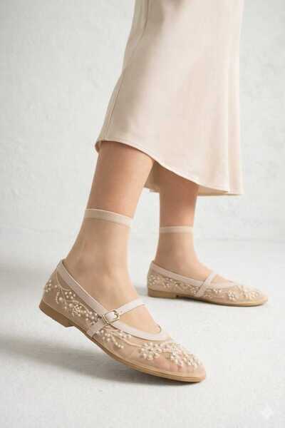 HİGHRUN Διαφανείς μπαλαρίνες με λεπτομέρειες από χάντρες και κεντήματα