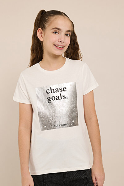 R&B Graphic Print T-Shirt with Crew Neck and Short Sleeves