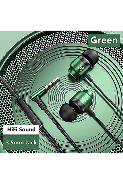 Choice8 3.5MM AUX Green Metal Magnetic Gaming Earbuds 90° L Elbow Digital Typ...