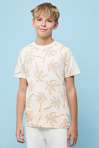 R&B Printed T-Shirt with Crew Neck and Short Sleeves