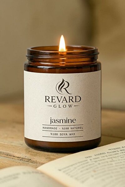 Revard Glow Yasemin Kokulu Mum - %100 Doğal El Yapımı Soya Mumu - 100 cc Cam Kavanoz