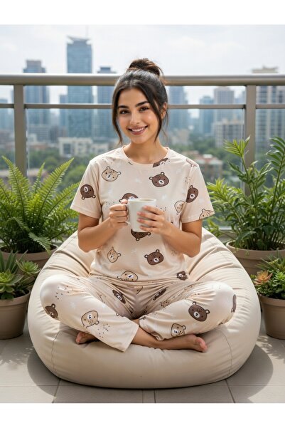 MEBA Γυναικεία κοντομάνικη φόρμα Milan άνετη υφασμάτινη καλοκαιρινή πιτζάμα μ...