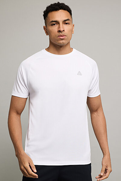 R&B Logo Detail Active T-Shirt with Crew Neck and Short Sleeves