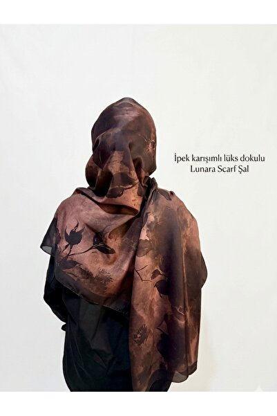 Lunara İpek Dokulu Gül Baskılı Şal