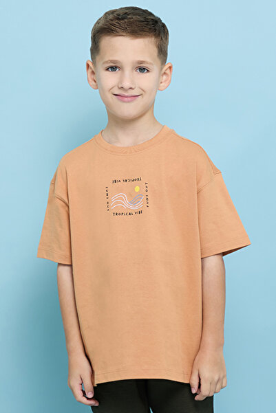 R&B Printed T-Shirt with Crew Neck and Short Sleeves