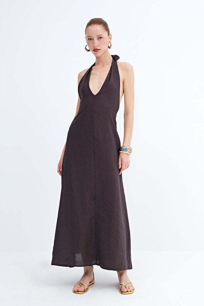 Addax فستان مودال برباط حول الرقبة E17526