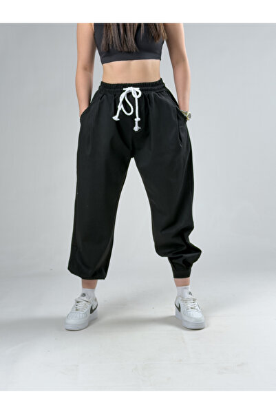 COCOPELLI Γυναικείο μαύρο φαρδύ παντελόνι με Velcro στα πόδια COC3097