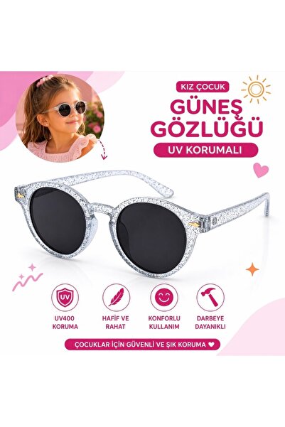 synshop Girls' Sunglasses with Uv400 Protection Round Model Silvery Gray Silv...
