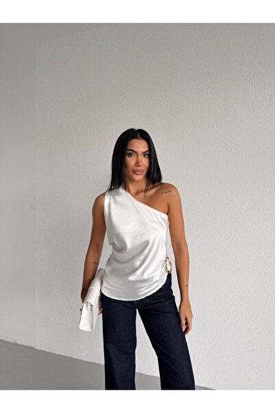 Lior Design Kadın Saten Tek Omuz Bluz