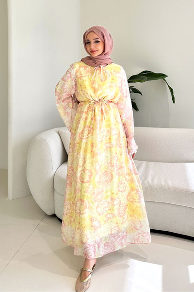 Ovn. Aurora Floral Chiffon Dress - Pink