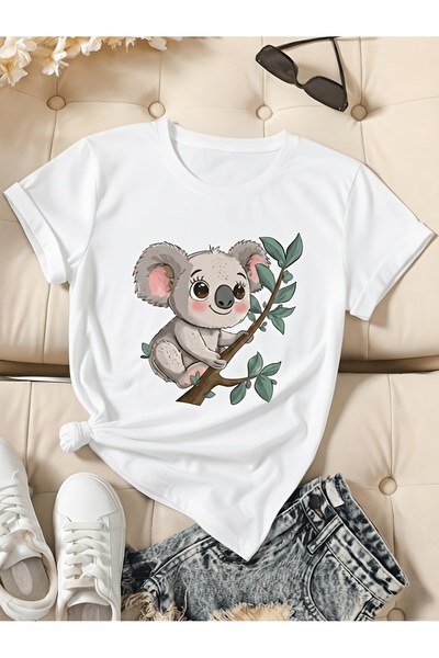 yiou trendy clothing تي شيرت عادي بتصميم كوالا لطيف للجنسين