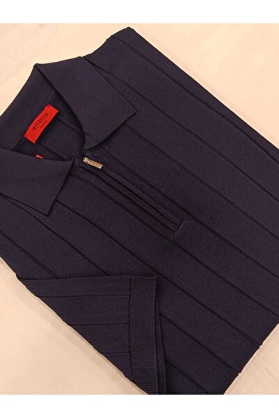 Sarar Interview Woven Fabric Polo Collar Zippered Knitwear T-Shirt