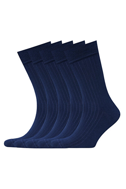 VARDAR SOCKS Dikişsiz Bambu Çorap Lacivert Renk Erkek Çorap Çizgi Detaylı Kut...