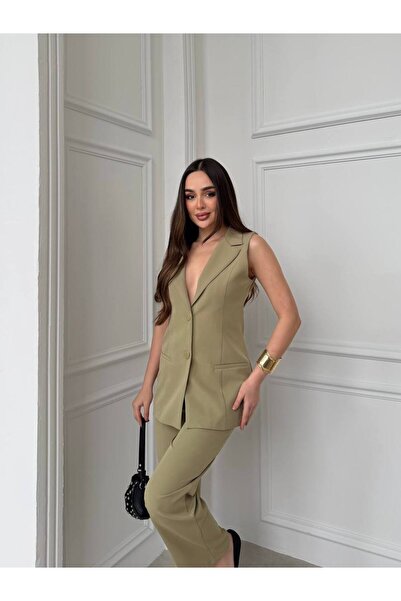 D'RECCY Γυναικείο Σετ Παντελόνι και Σακάκι με Λεπτομέρεια στα Κουμπιά