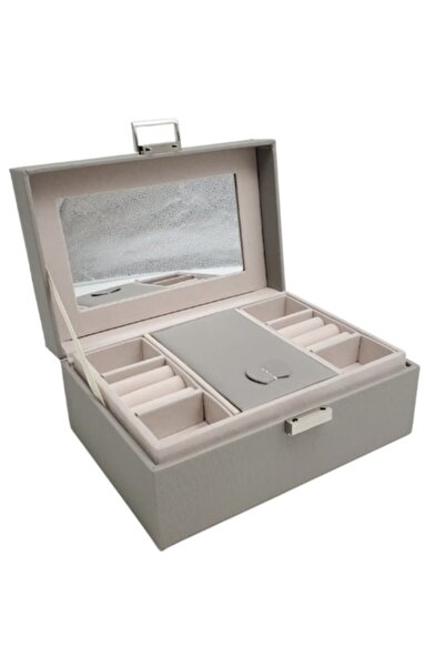 OEM Κοσμηματοθήκη, πολυουρεθάνη, καθρέφτης, ύφασμα, γκρι, αναμνηστικό δώρο, δ...