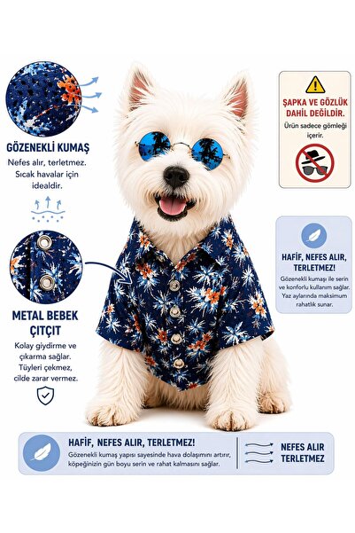 DOGİ&DOG Küçük Irk Hawaii Köpek Gömleği Köpek Kıyafeti Kedi Kıyafeti (1-10KG)